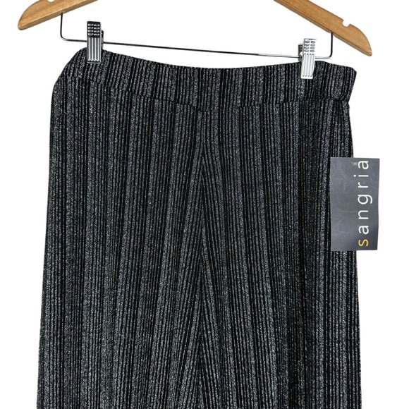Sangria Wide Leg Pants Size Large Silver Black Stripe Stretchy - Picture 3 of 8